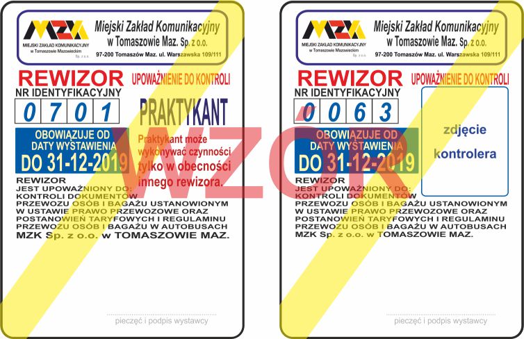 wzór leg kontrolera biletów